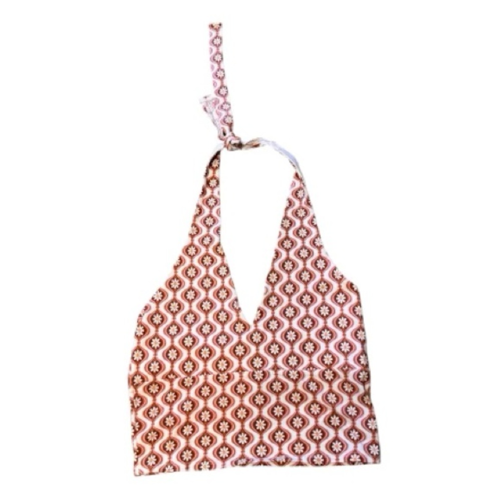 Hollister bare Halter  brown retro pattern size:L